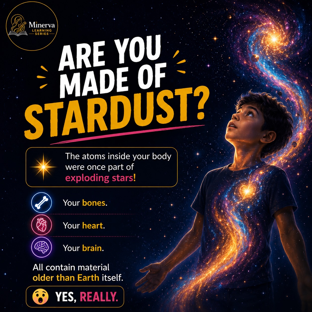 ⭐ We often teach children to look at the stars. Science teaches them something even more remarkable: A part of those stars is…